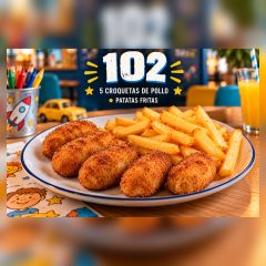 PLATO INFANTIL 102-CROQUETAS POLLO CON PATATAS FRITAS