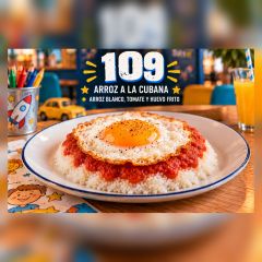 PLATO INFANTIL 109-ARROZ A LA CUBANA (1 HUEVO Y TOMATE FRITO)