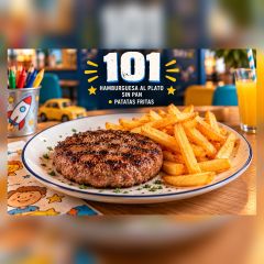 PLATO INFANTIL 101-HAMBURGUESA AL PLATO CON PATATAS FRITAS