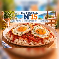 P.C.-15.ARROZ A LA CUBANA (CON 2 HUEVOS Y TOMATE FRITO)
