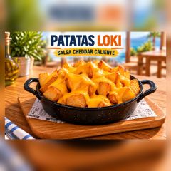 PATATAS LOKI (CON SALSA CHEDDAR ENCIMA)
