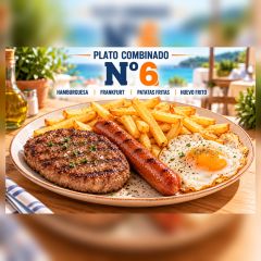 P.C.-6.HAMBURGUESA, FRANKFURT, PATATAS Y HUEVO
