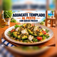 AGUACATE TEMPLADO AL PESTO CON QUESO FRESCO