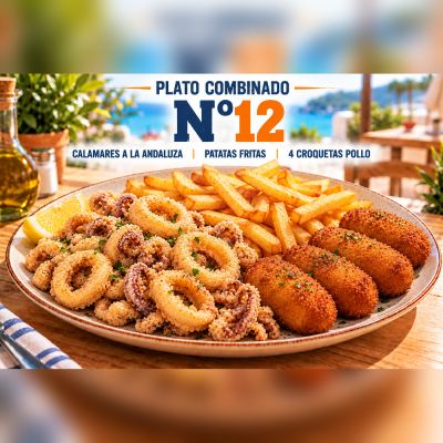 P.C.-12.CALAMARES A LA ANDALUZA, PATATAS Y CROQUETAS – imagen 1