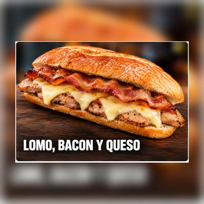 BAGUETTE LOMO, BACON Y QUESO – imagen 1