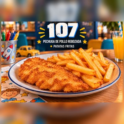 PLATO INFANTIL 107-PECHUGA POLLO REBOZADA CON PATATAS FRITAS – imagen 1