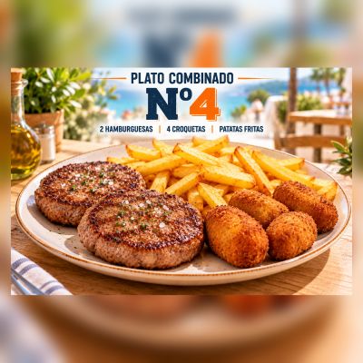 P.C.-4.DOS HAMBURGUESAS, CROQUETAS Y PATATAS FRITAS – imagen 1