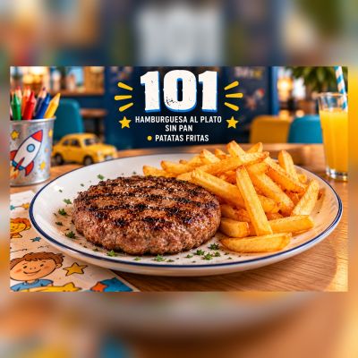 PLATO INFANTIL 101-HAMBURGUESA AL PLATO CON PATATAS FRITAS – imagen 1