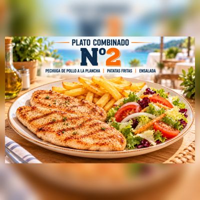 P.C.-2.PECHUGA POLLO PLANCHA, PATATAS FRITAS Y ENSALADA – imagen 1